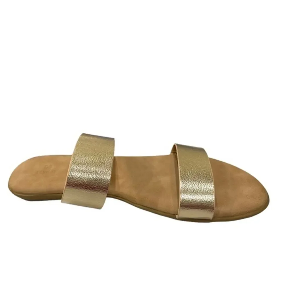 DB Studio gold 2 strap sandal flip flop flats‎ size 10 - Picture 3 of 8